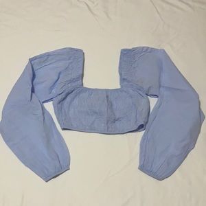 Puff sleeve cropped blouse